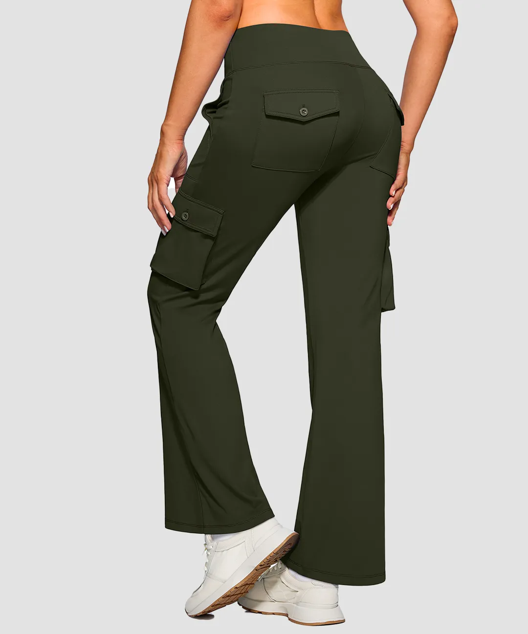 High Waist 6 Pockets Cargo Flare Leggings