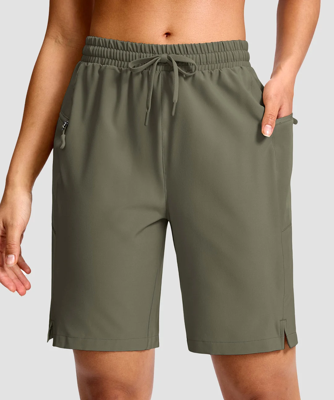 Drawstring Zipper Pokets Bermuda Shorts 9''