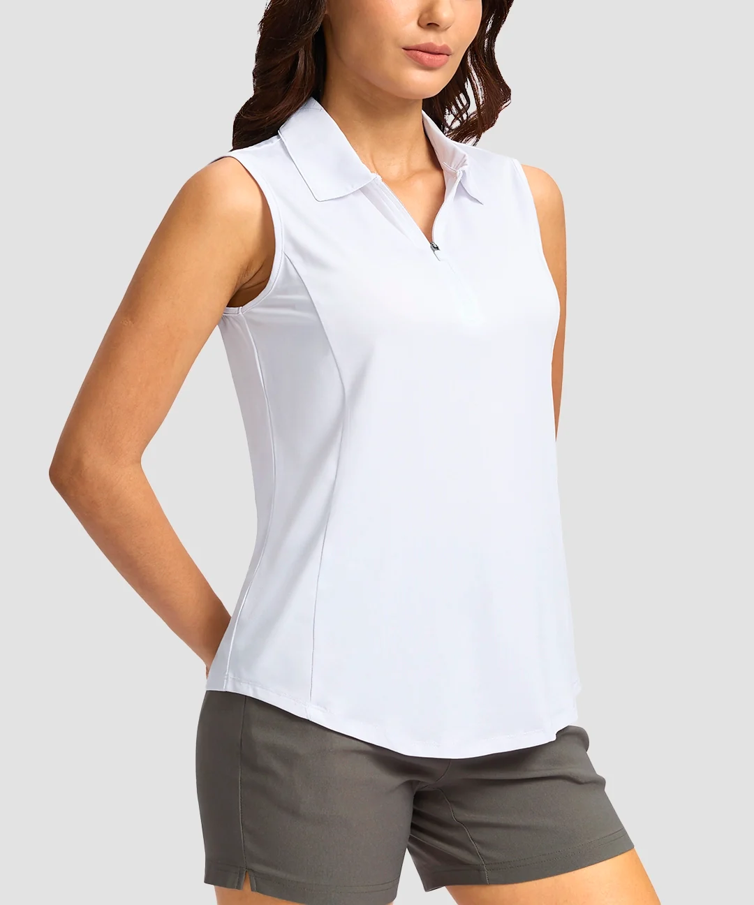 Zip Collar Slim Fit Polo Tank