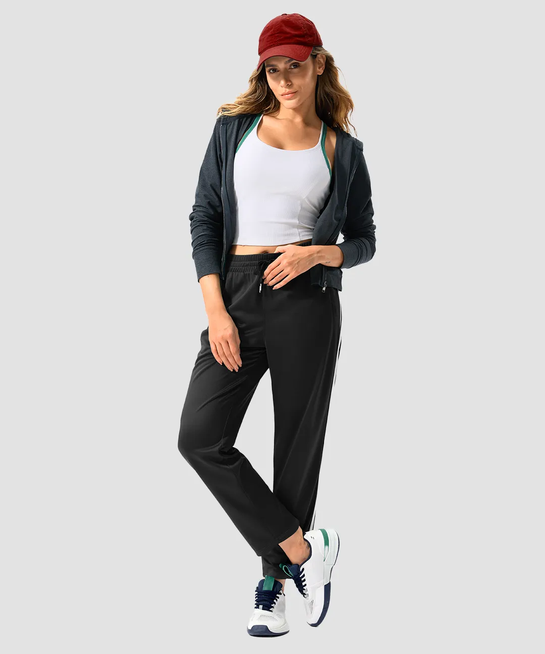 Contrast Stripe Zip Pockets Track Pants - Image 4
