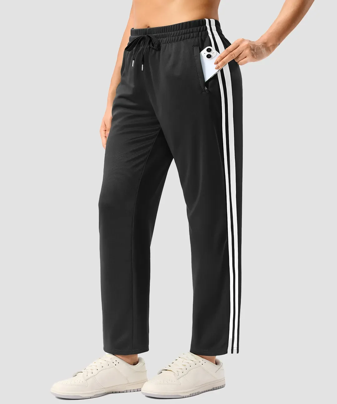 Contrast Stripe Zip Pockets Track Pants