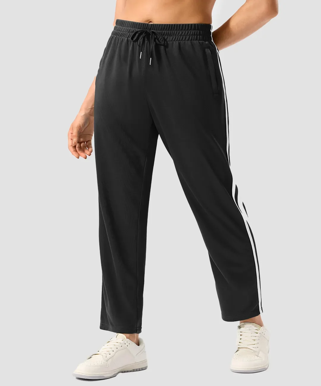Contrast Stripe Zip Pockets Track Pants - Image 3