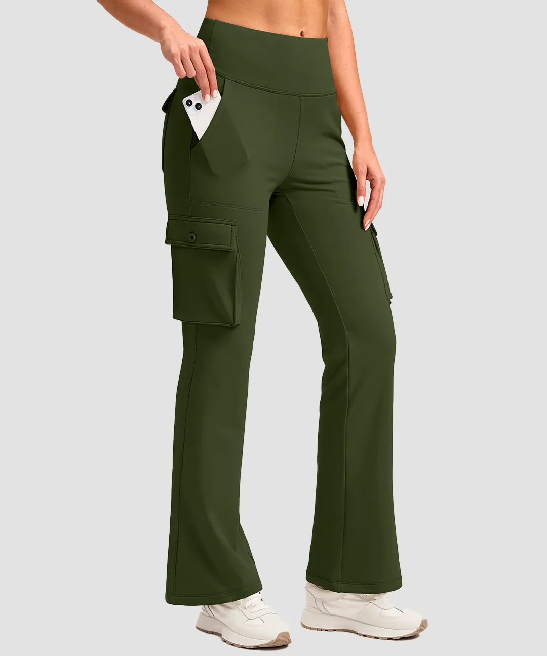 Fleece-Lined Cargo Flare Leggings - Image 13