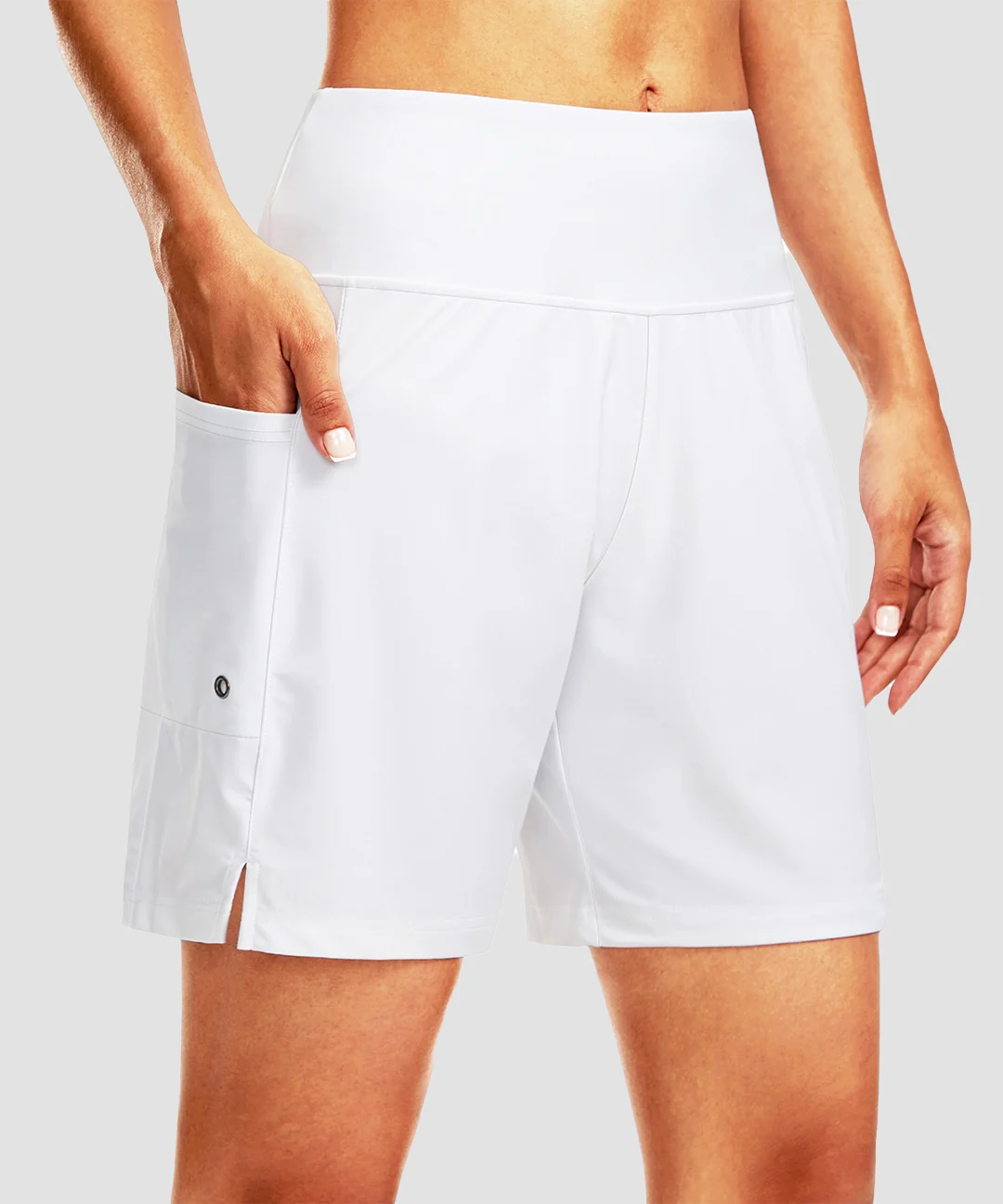 High Waist Lined Swim Shorts 7'' - Image 6