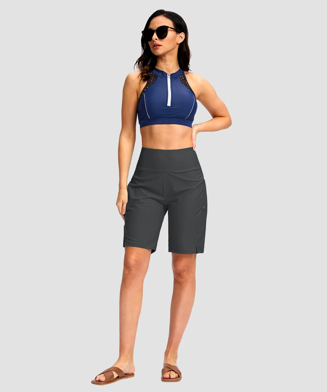 High Waist Lined Swim Shorts 9'' - Image 30