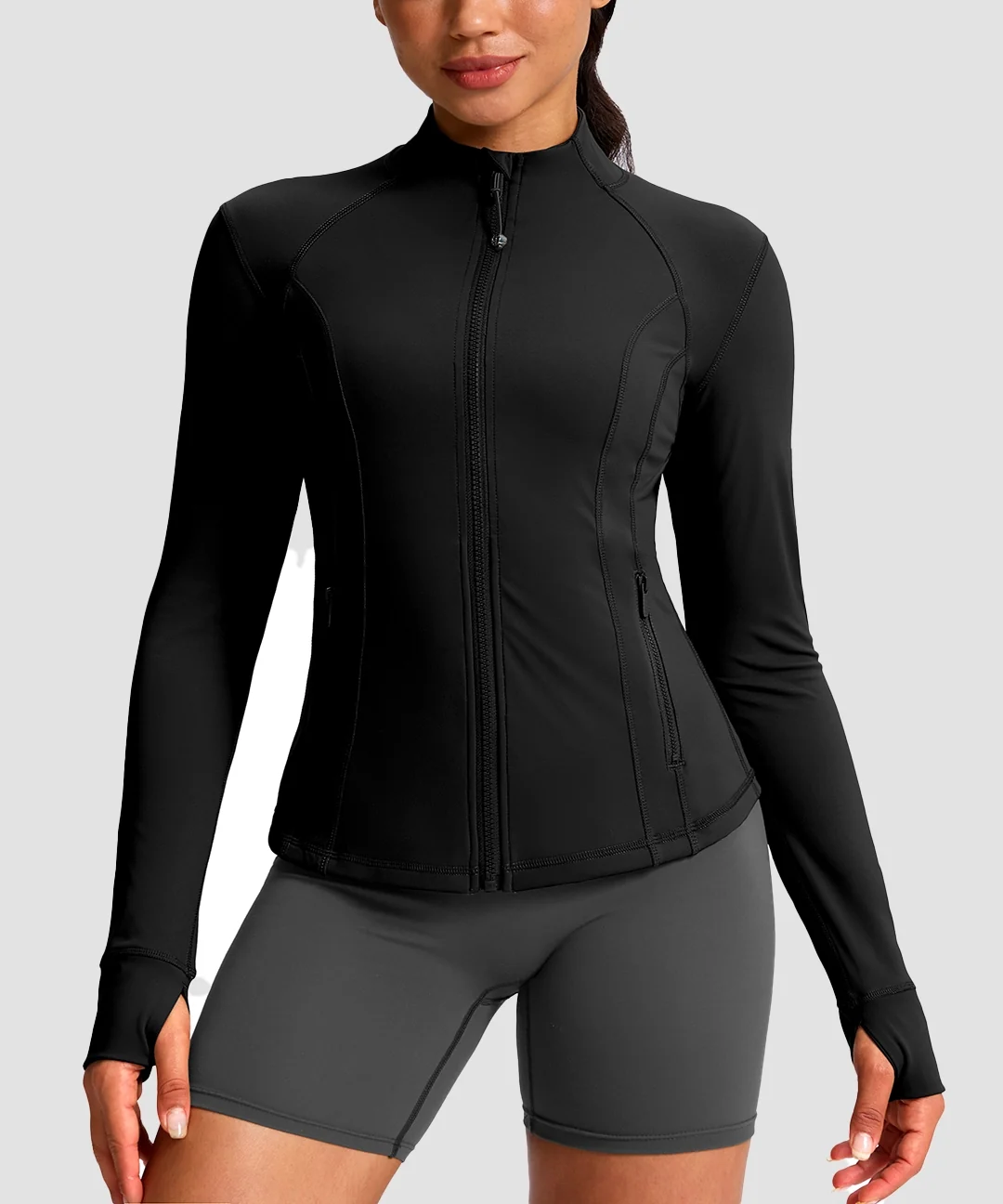 Longline Slim Full Zip Pocketed Workout Jacket - Image 16
