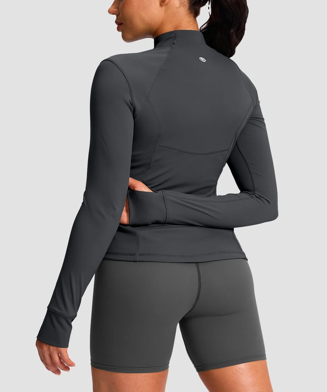 Longline Slim Full Zip Pocketed Workout Jacket - Image 27