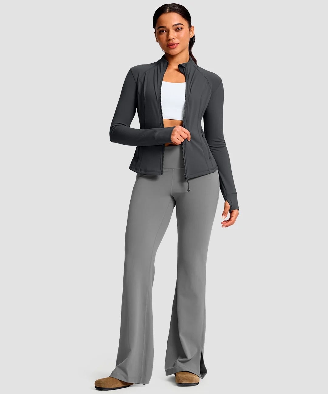 Longline Slim Full Zip Pocketed Workout Jacket - Image 29