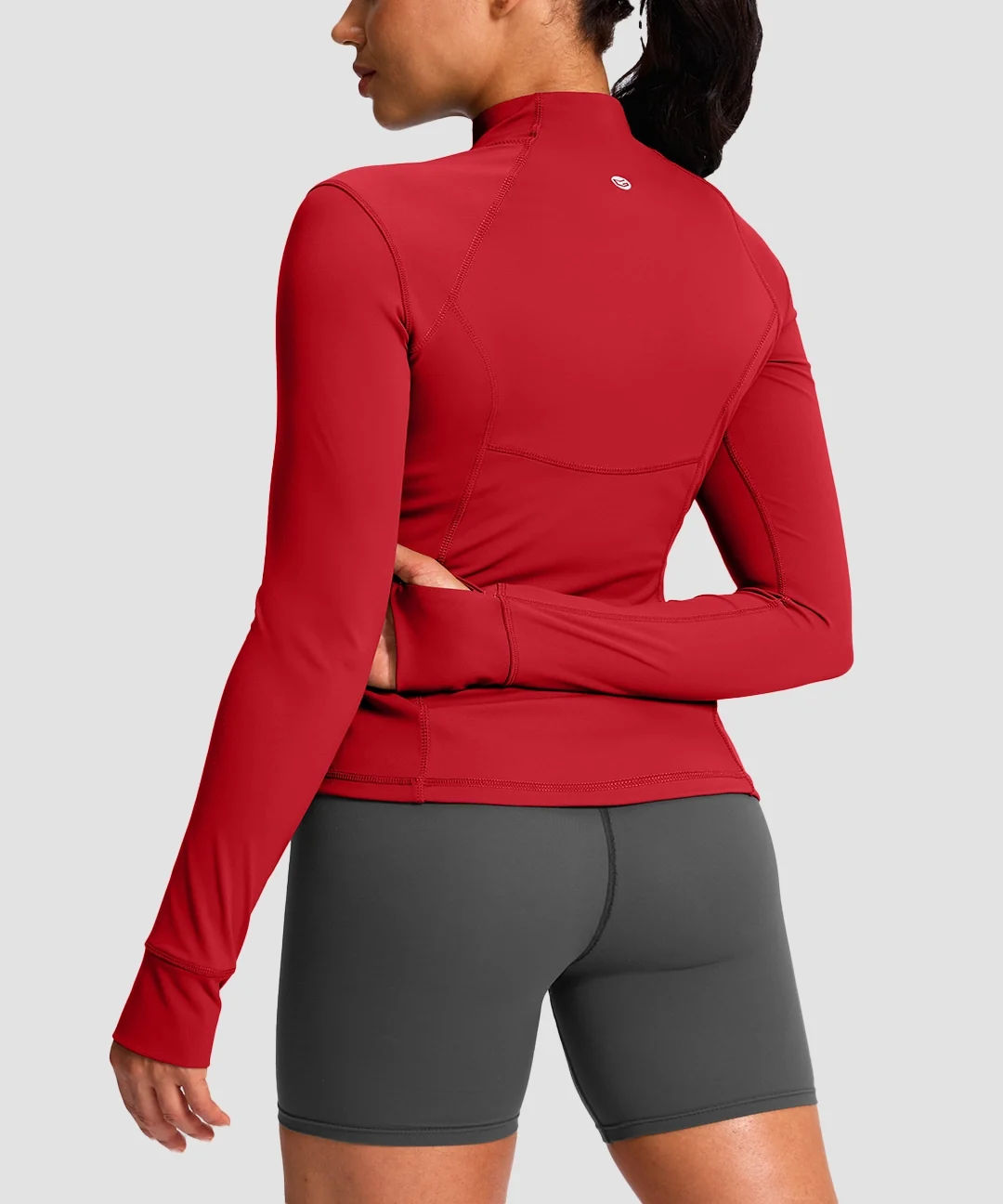 Longline Slim Full Zip Pocketed Workout Jacket - Image 12