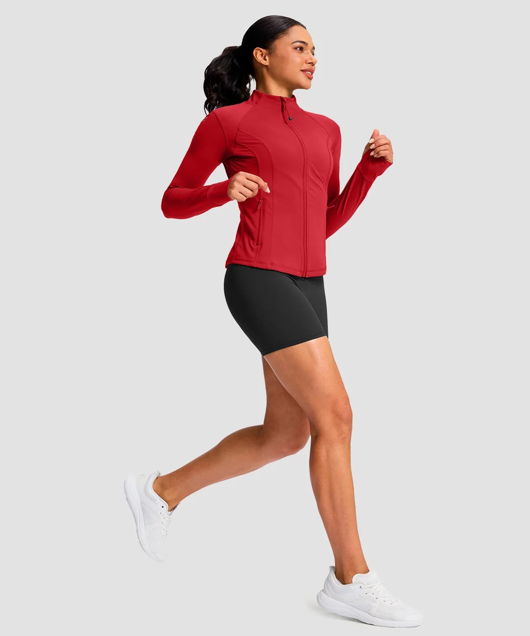 Longline Slim Full Zip Pocketed Workout Jacket - Image 15