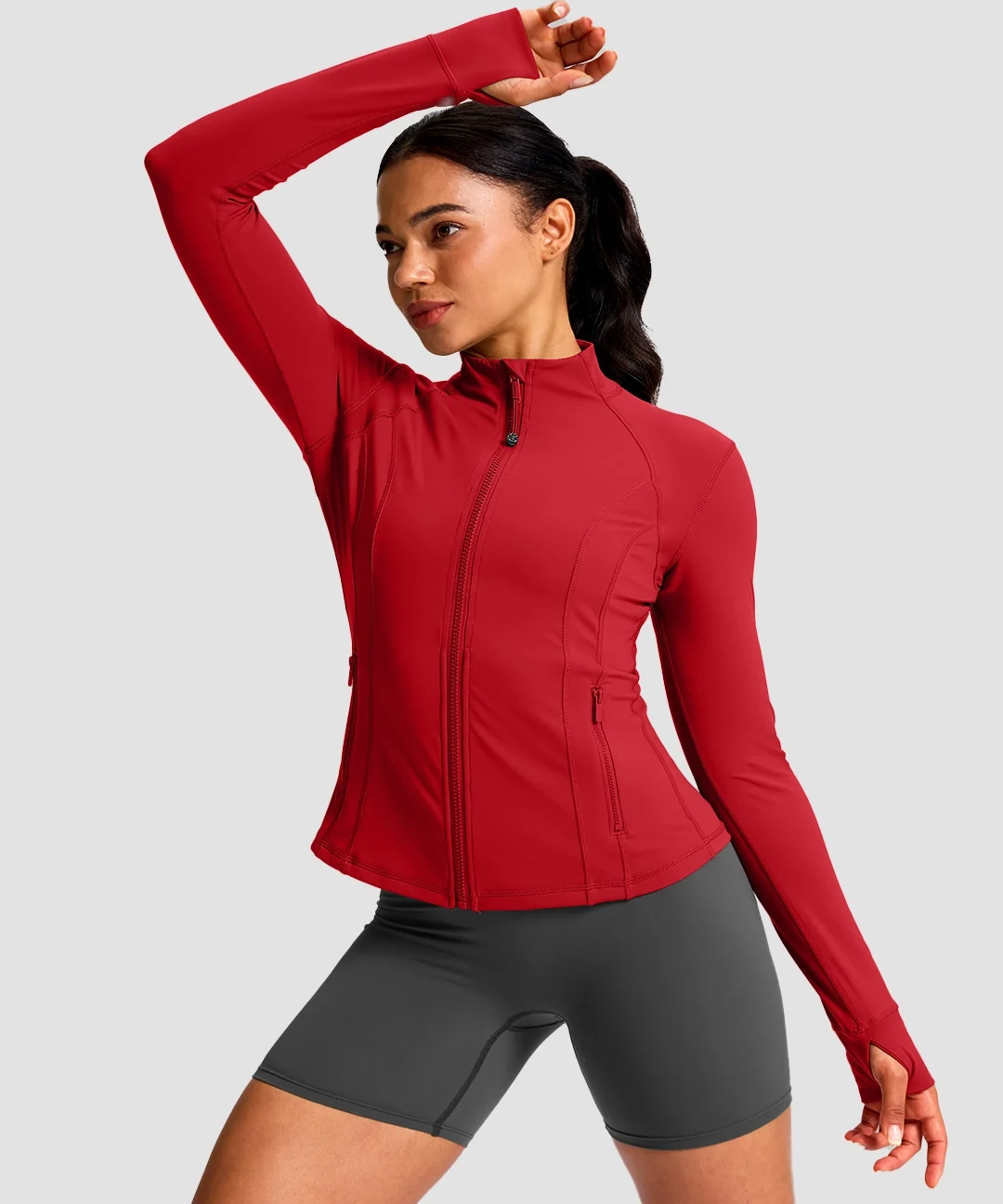 Longline Slim Full Zip Pocketed Workout Jacket - Image 13