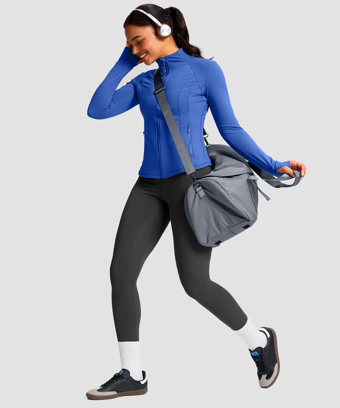 Longline Slim Full Zip Pocketed Workout Jacket - Image 24