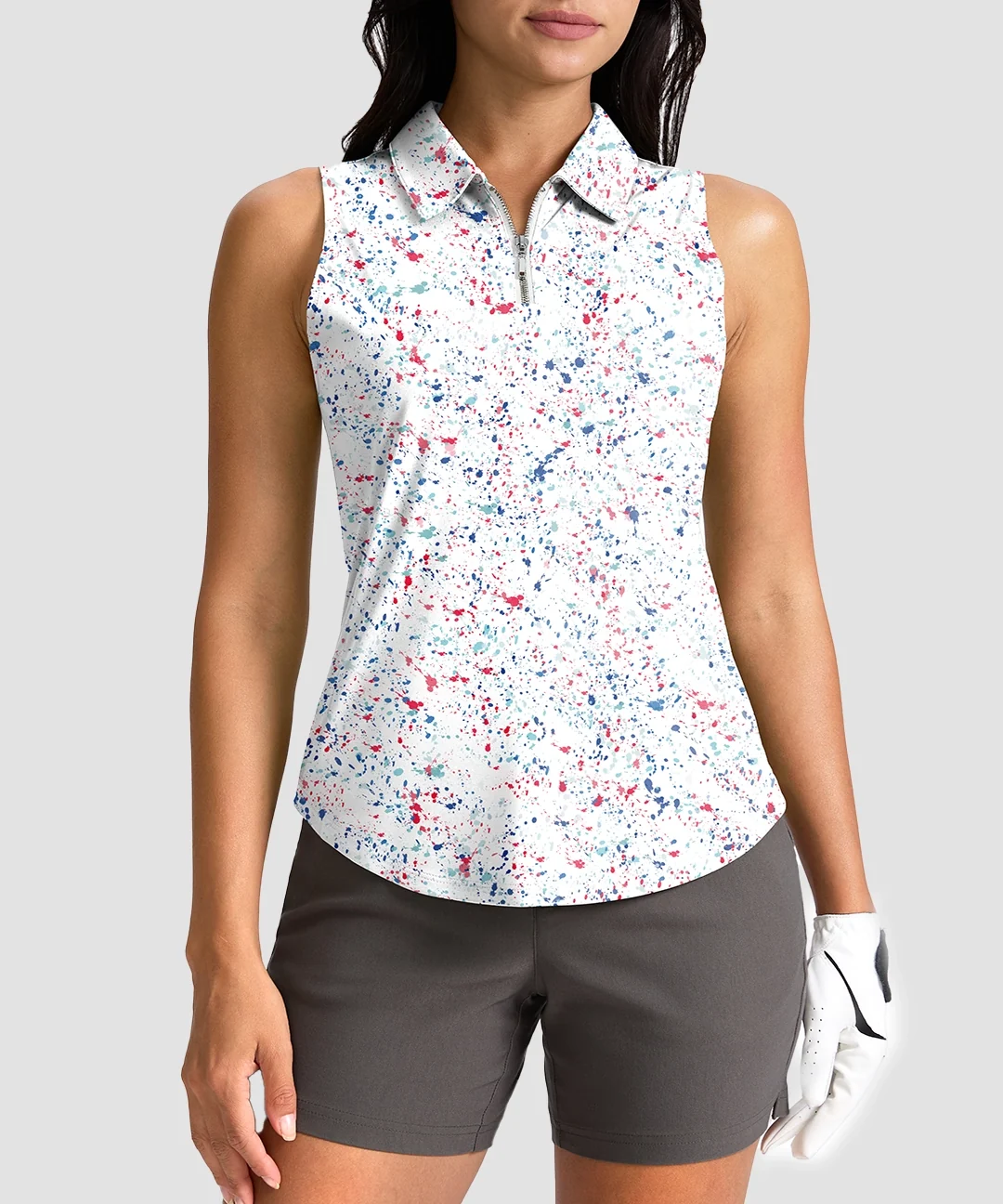 Sleeveless Zip Up Polo Shirts - Image 9
