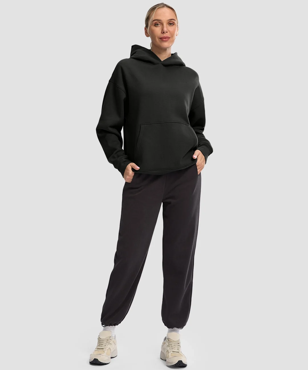 Solid Color Oversized Fleece Hoodie - Image 20