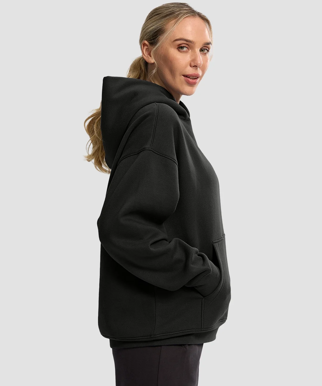 Solid Color Oversized Fleece Hoodie - Image 19