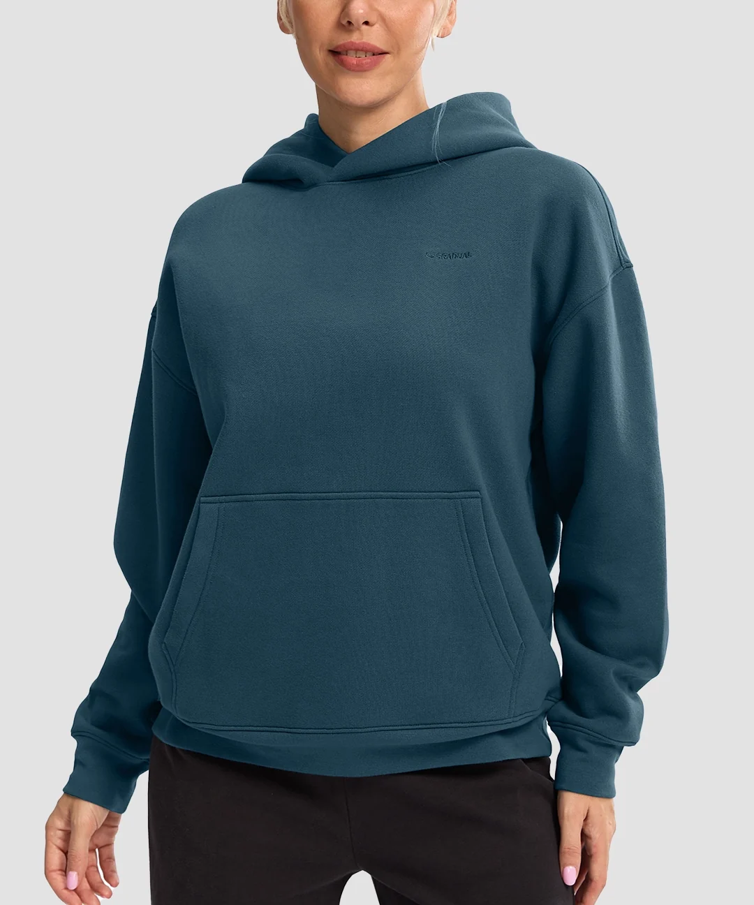Solid Color Oversized Fleece Hoodie - Image 26