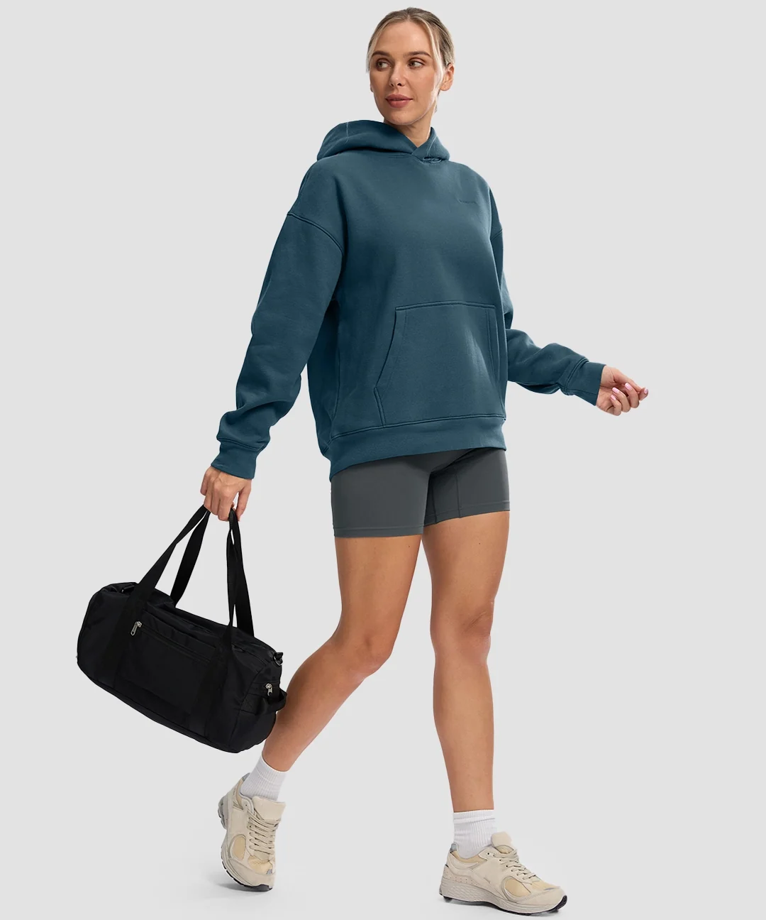 Solid Color Oversized Fleece Hoodie - Image 30
