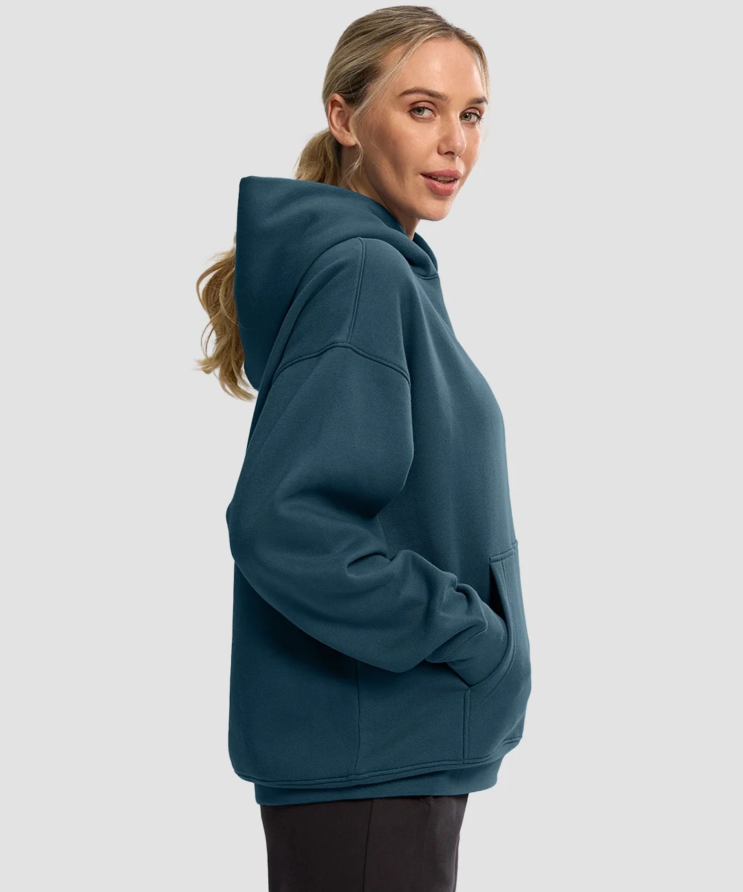 Solid Color Oversized Fleece Hoodie - Image 29