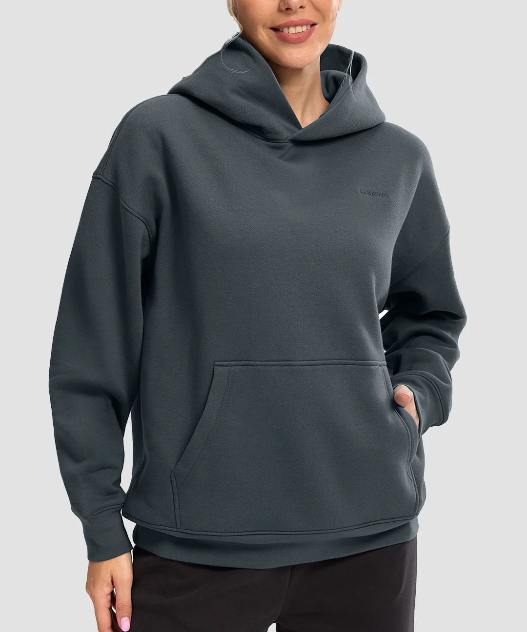 Solid Color Oversized Fleece Hoodie - Image 6