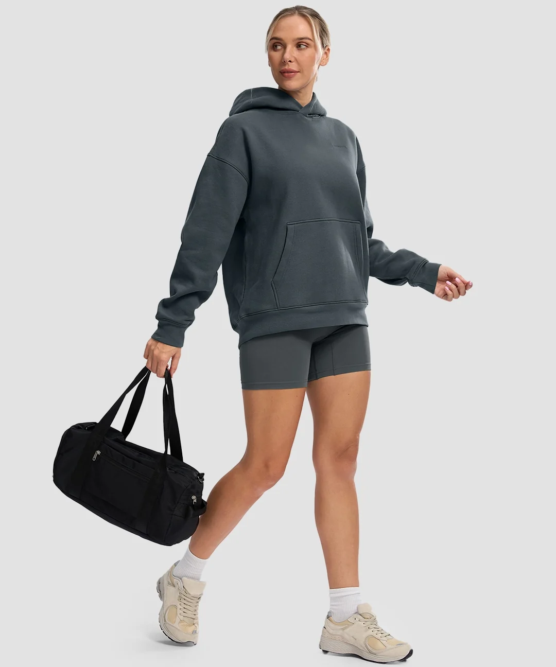 Solid Color Oversized Fleece Hoodie - Image 10