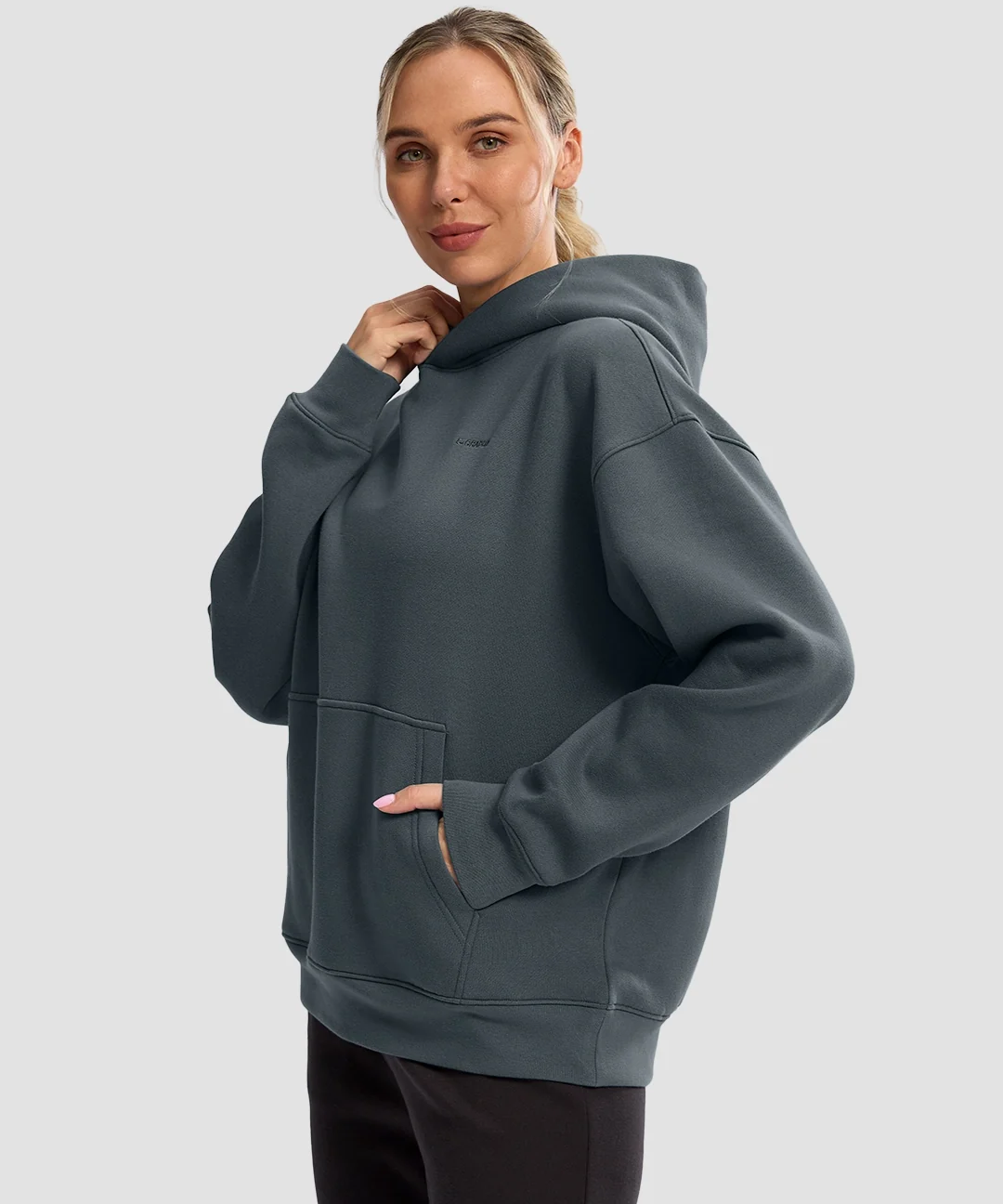 Solid Color Oversized Fleece Hoodie - Image 9