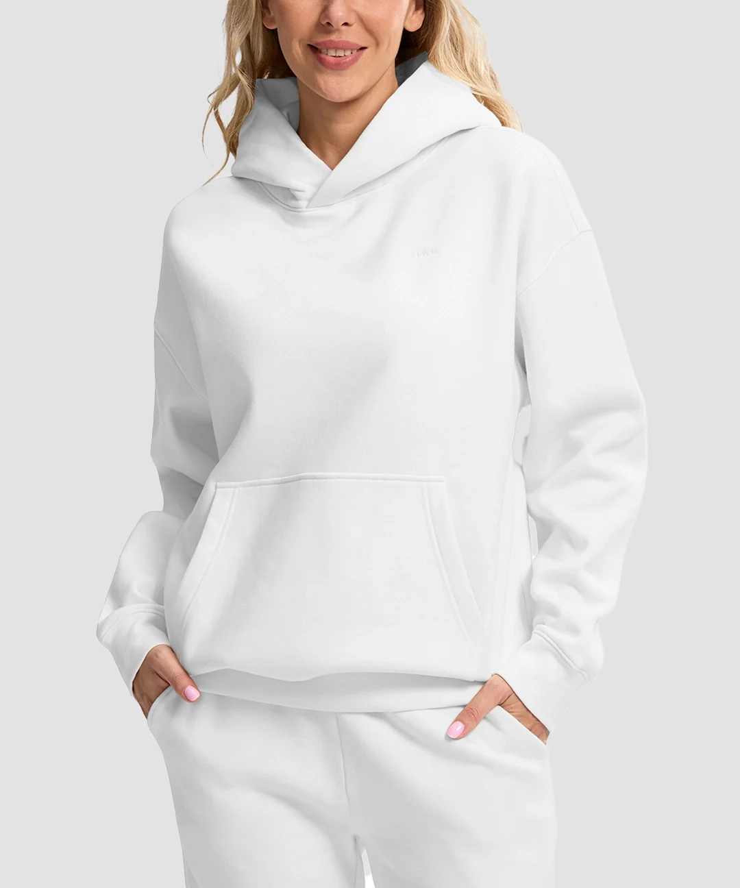 Solid Color Oversized Fleece Hoodie - Image 11