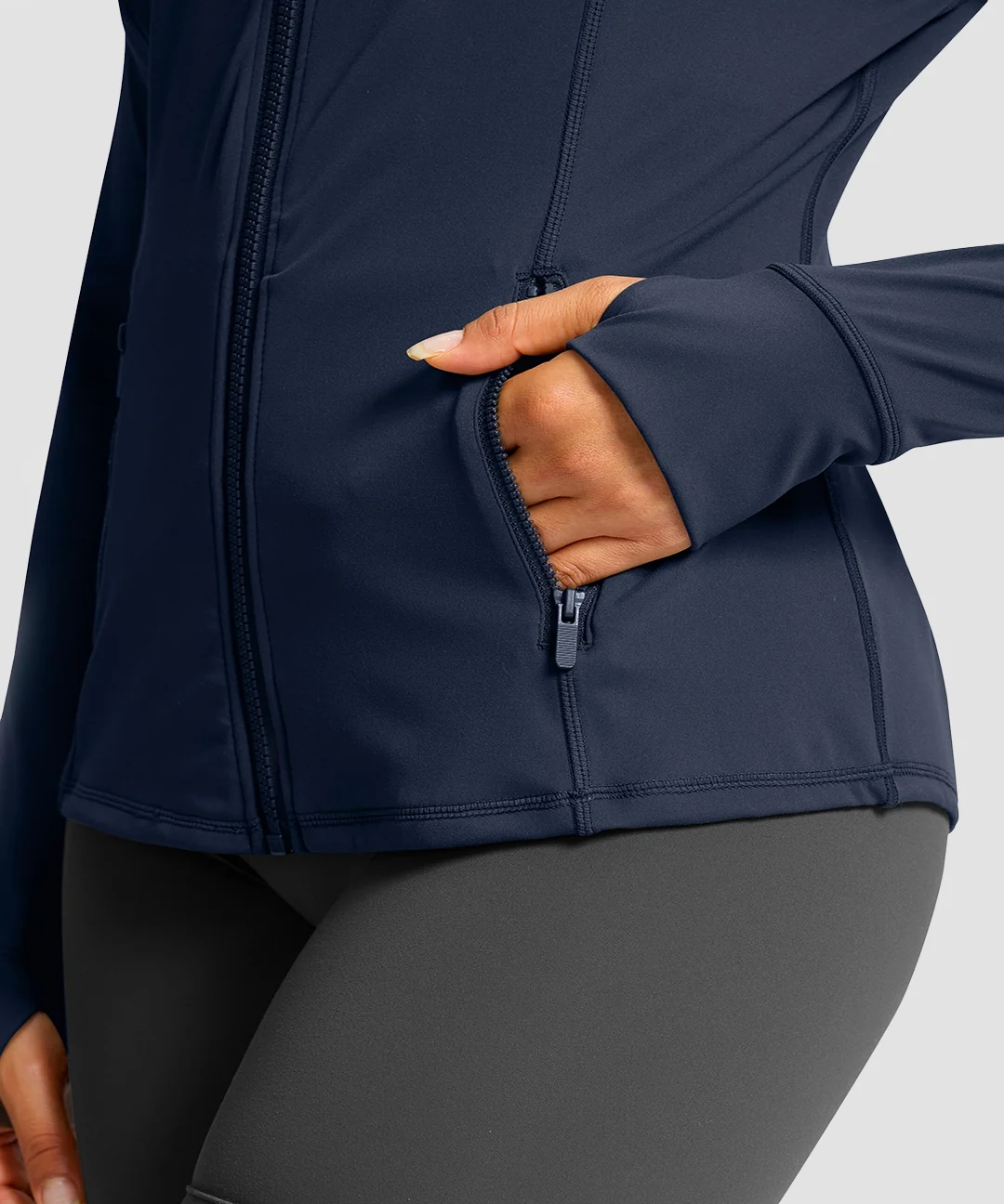 Zip-Up Slim Fit Hip Length Jacket - Image 10